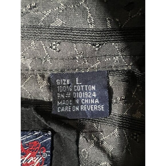 English Laundry Mens Black Shirt L Button Up Embroidered Christopher Wicks M23 - Picture 14 of 14